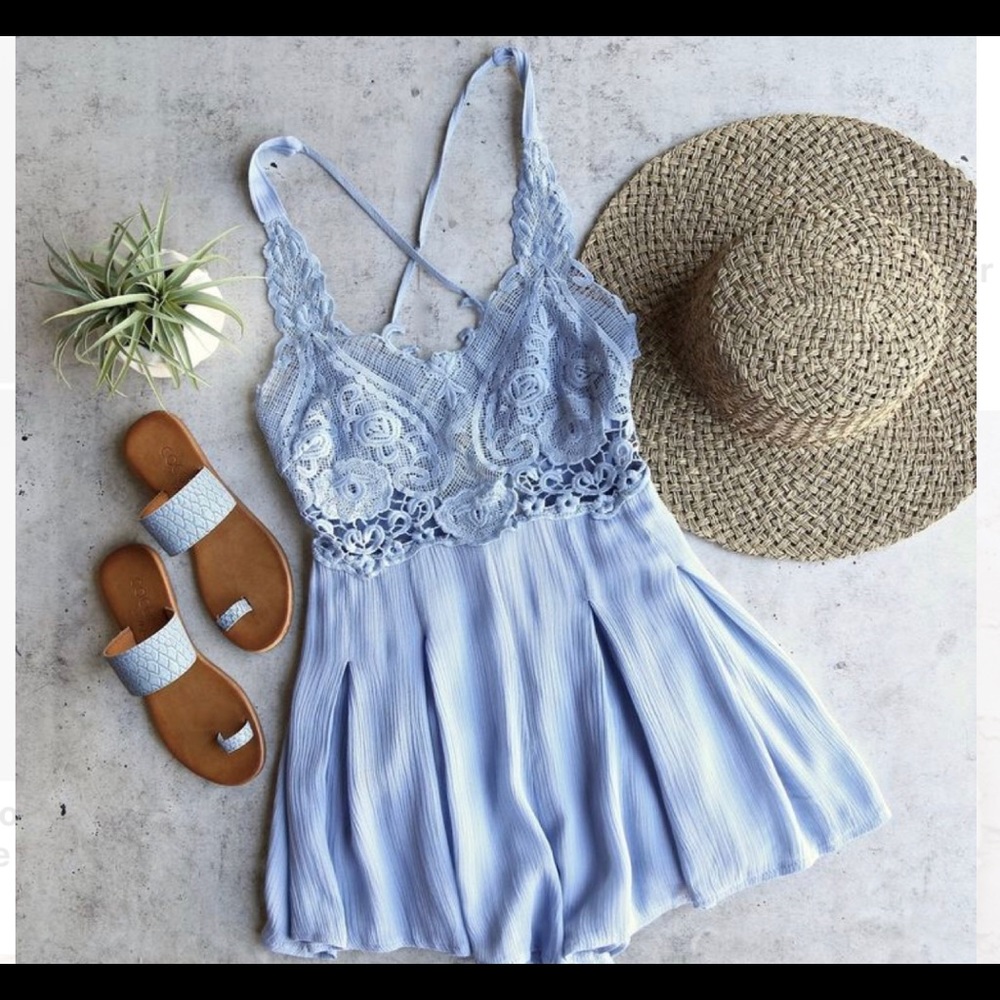 Light blue lace romper